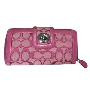 COACH Signature Jacquard Large Zip Around Accordion Wallet